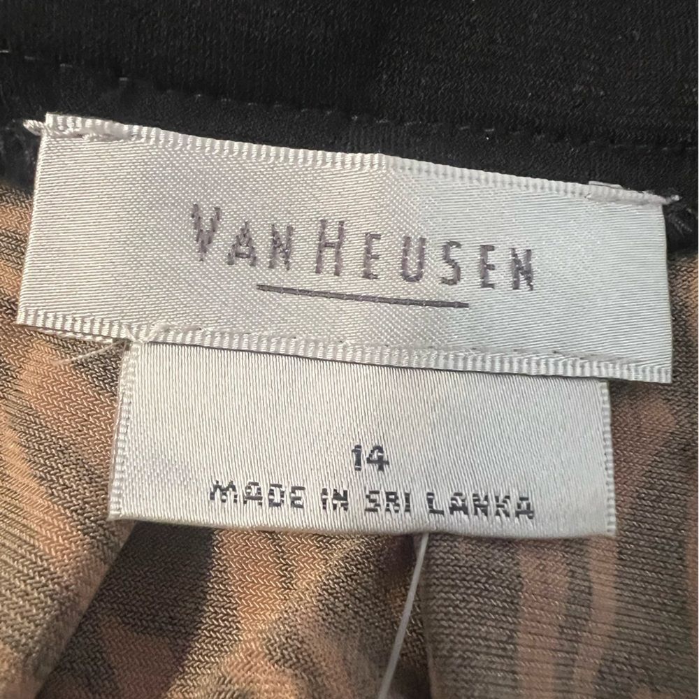 NWT Van Heusen Black & Tan Floral Cap Sleeve Shift Woman’s Dress Size 14 - Picture 6 of 8